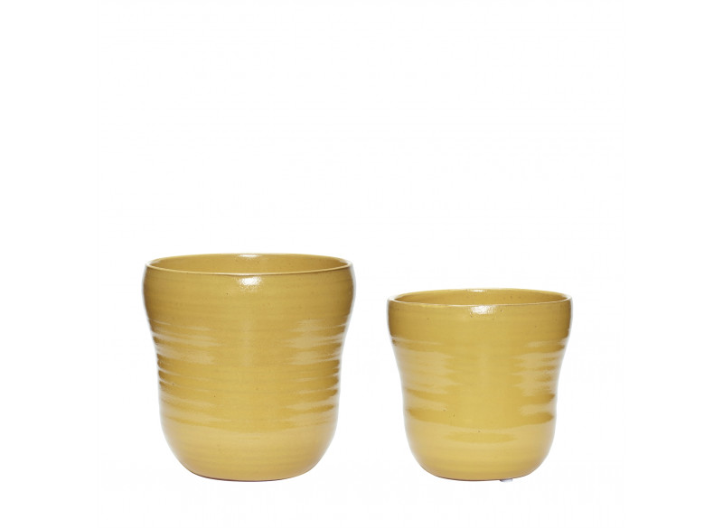 Keramik Pots in yellow - 2pc