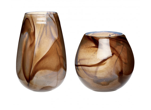Vase Glass Brown-White