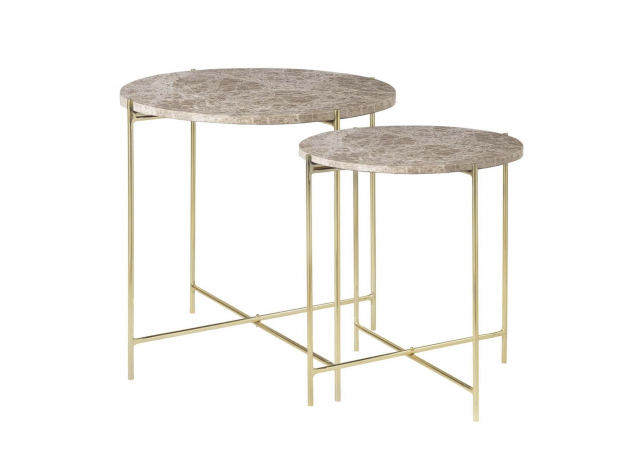Marble Table Caramel Brass