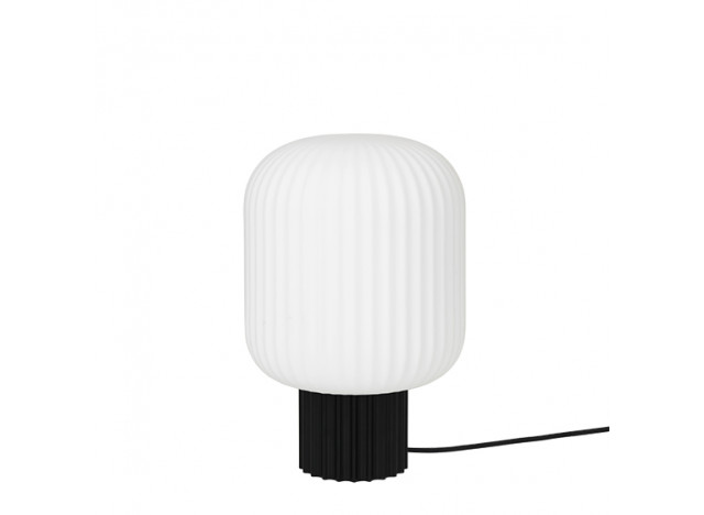 Table lamp Lolly black metal & opal glass