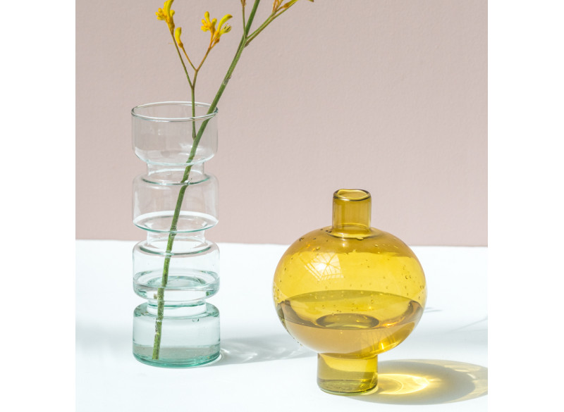 Vase Glass Rund Amber