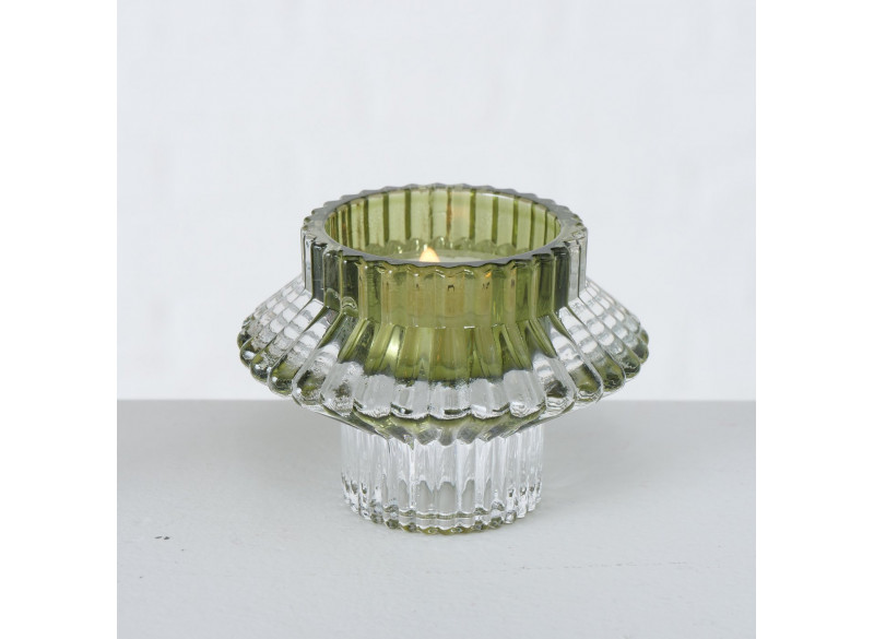 Fyrfadsstage Glass Phyllis H6cm Grøn