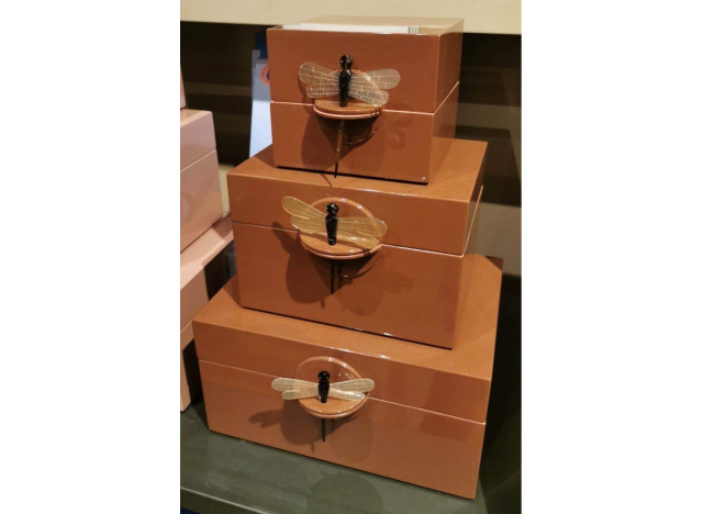 Lacquer box w Dragonfly Cinnamon