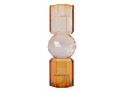 Crystal candlestick Amber-peach-light brown, 16.5x6x6 cm