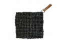 Coasters/Potholder Anthracite wool with leather strap