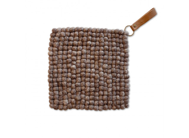 Coasters/Potholder Brown wool with leather strap