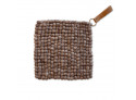 Coasters/Potholder Brown wool with leather strap