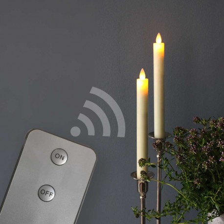 LED lys med bevægelig flamme - 3 pak beigegrå/remote