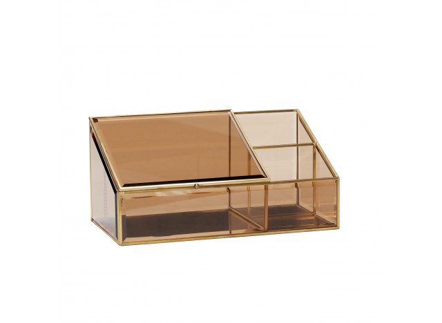 Glass box Brass Brown 26x14x12cm