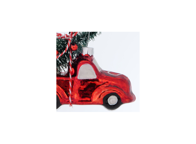 Julekugle Bil m Juletræ Rød