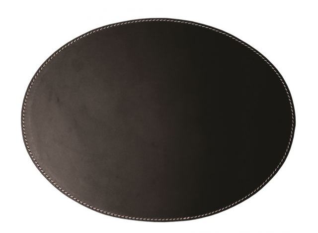 Placemat Leather Oval Black