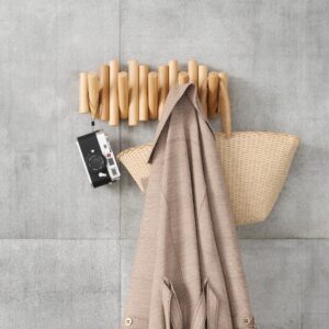 Knagerække væg i træ med 5 kroge – Picket Rail, 38×17×4 cm
