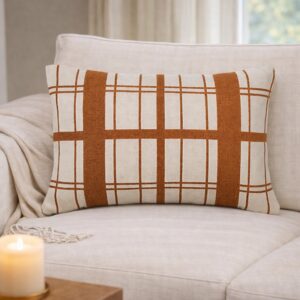 Pudebetræk Broste Copenhagen checker rust/creme – 40×60 cm