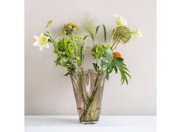 Vase Waves glas gråbrun