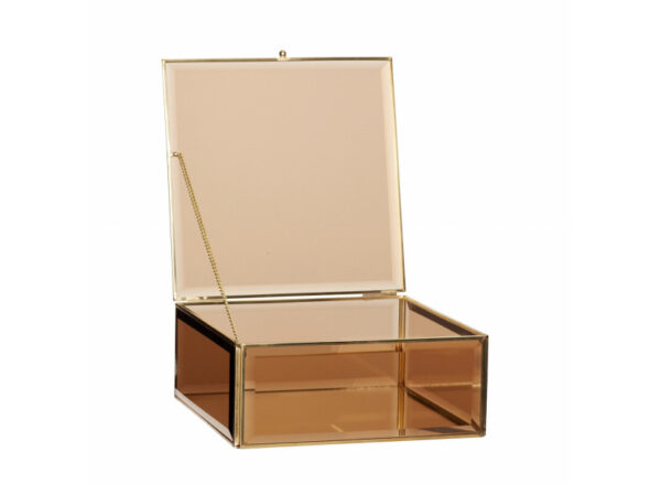 Glasboks brun-messing, sæt 2 kvadrat - Image 3