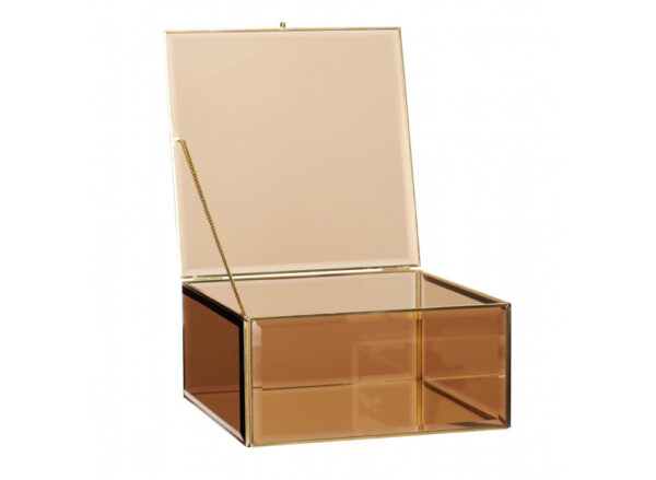 Glasboks brun-messing, sæt 2 kvadrat - Image 4