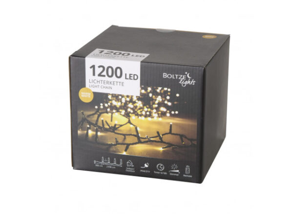 Lyskæde 1200 LED Dim Timer 2,7m+3m