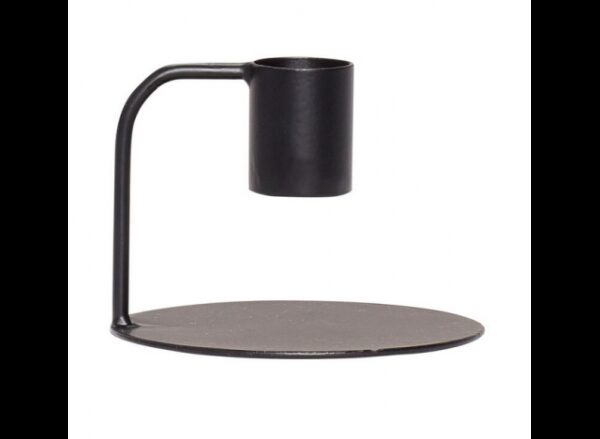 Lysestage, metal, sort