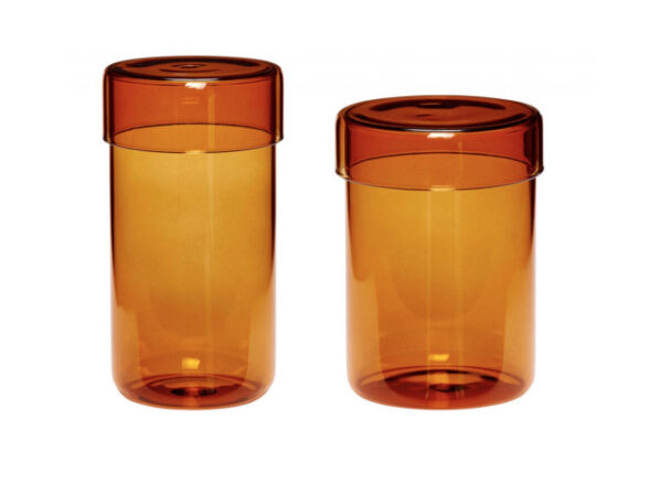 Opbevaringsglas 2pc m låg Ravgul