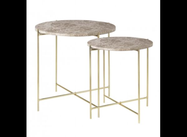 Marmor Bord Caramel Messing