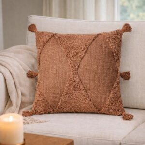 Pudebetræk Fernando Dusty Pink med kvaster – 50×50 cm