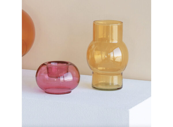 Fyrfadsstage Glas Rosa Ø10xH6 - Image 2