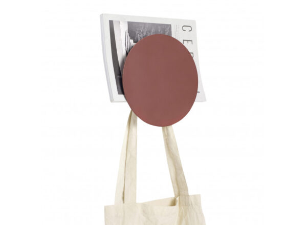 Knag-magasinholder, metal, rød Ø22x8cm - Image 3