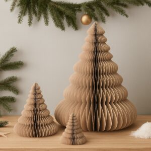 Papirjuletræer – Set af 3 (H65/H30/H15) Natural Brown – Broste Copenhagen