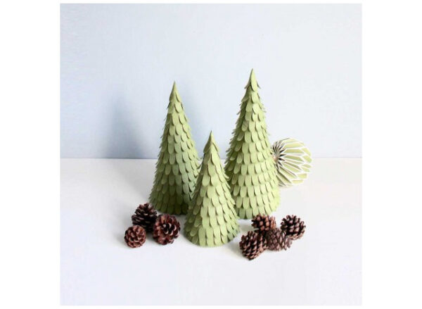 Juletræ Papir - Set of 3 - 22-18-14cm