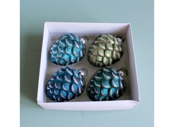 Glasornament agern 4-pak