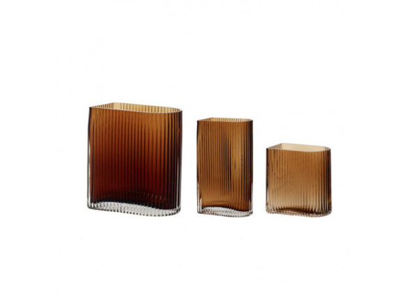 Vase glas ravgul 3-sæt