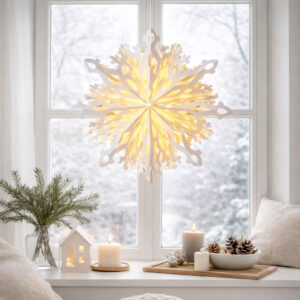 Frida Snowflake lampeskærm i papir formet som snekrystal Ø45 cm i nordisk design
