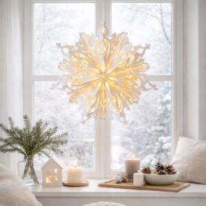 Julie Snowflake lampeskærm i papir formet som snekrystal Ø45 cm i nordisk design