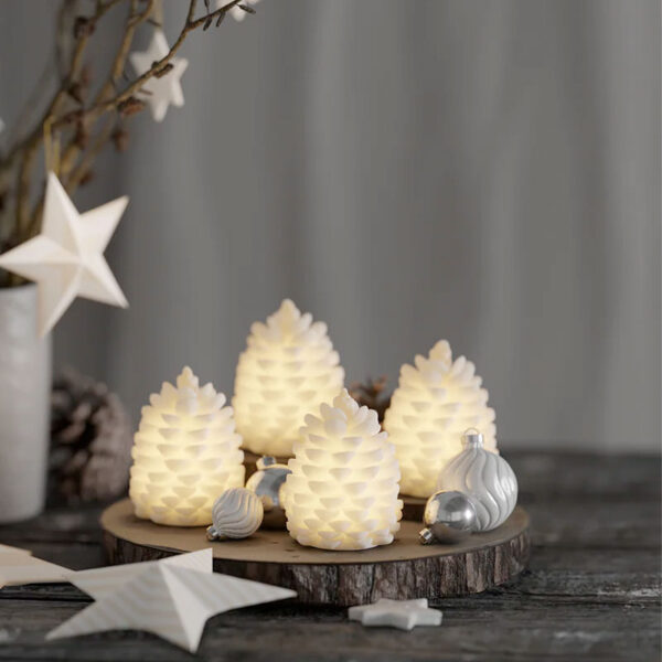 LED-lys julekogler 4-pak
