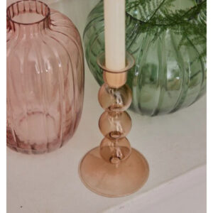 Lysestage Glas Beige H19,5cm