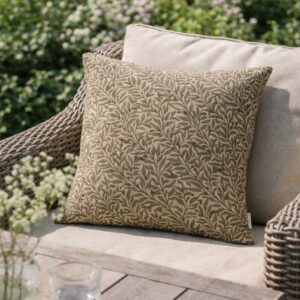 Udendørs pudebetræk Ramas brun med blade – 45×45 cm