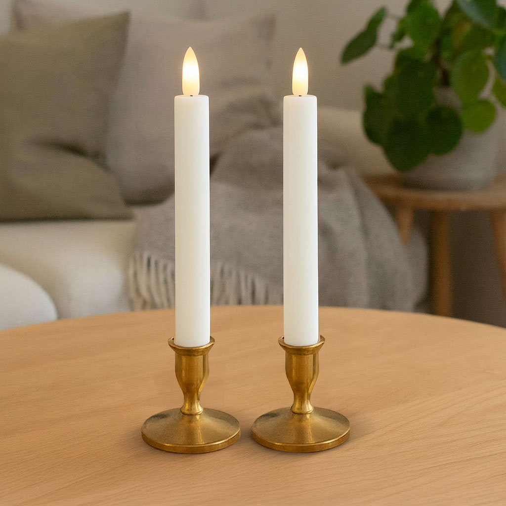 LED Kronelys 15cm Hvid 2 pak