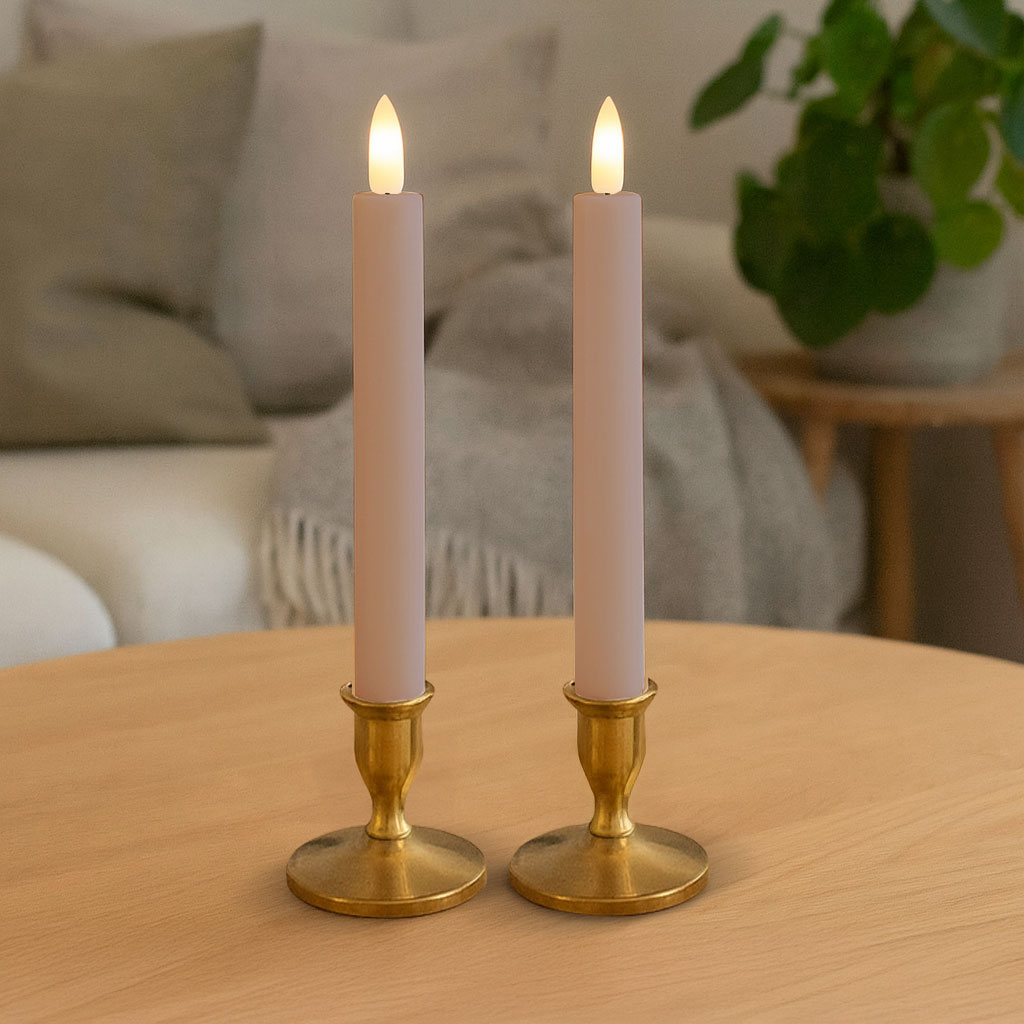 LED Kronelys 15cm Rose 2 pak