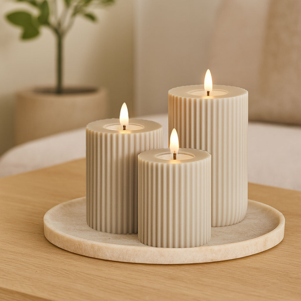 Stribe Rillelys Sand LED  Ø8cm x 12,5cm - Image 3