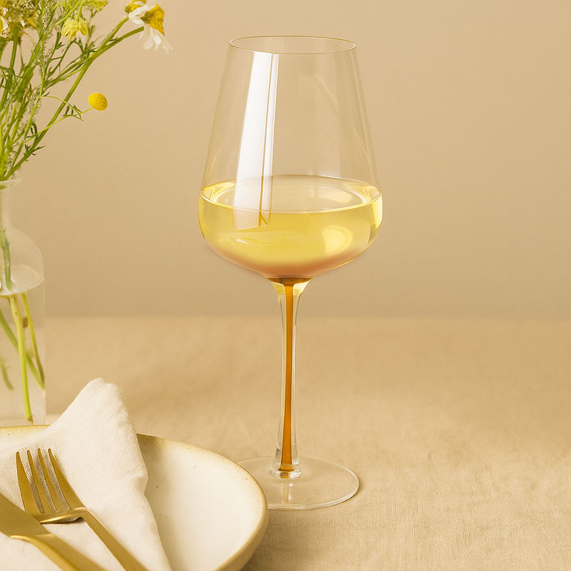 Mundblæst Hvidvins Glas - Amber