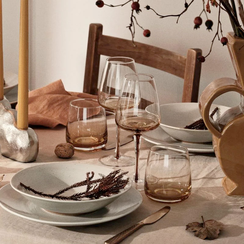 Mundblæst Hvidvins Glas - Amber - Image 2