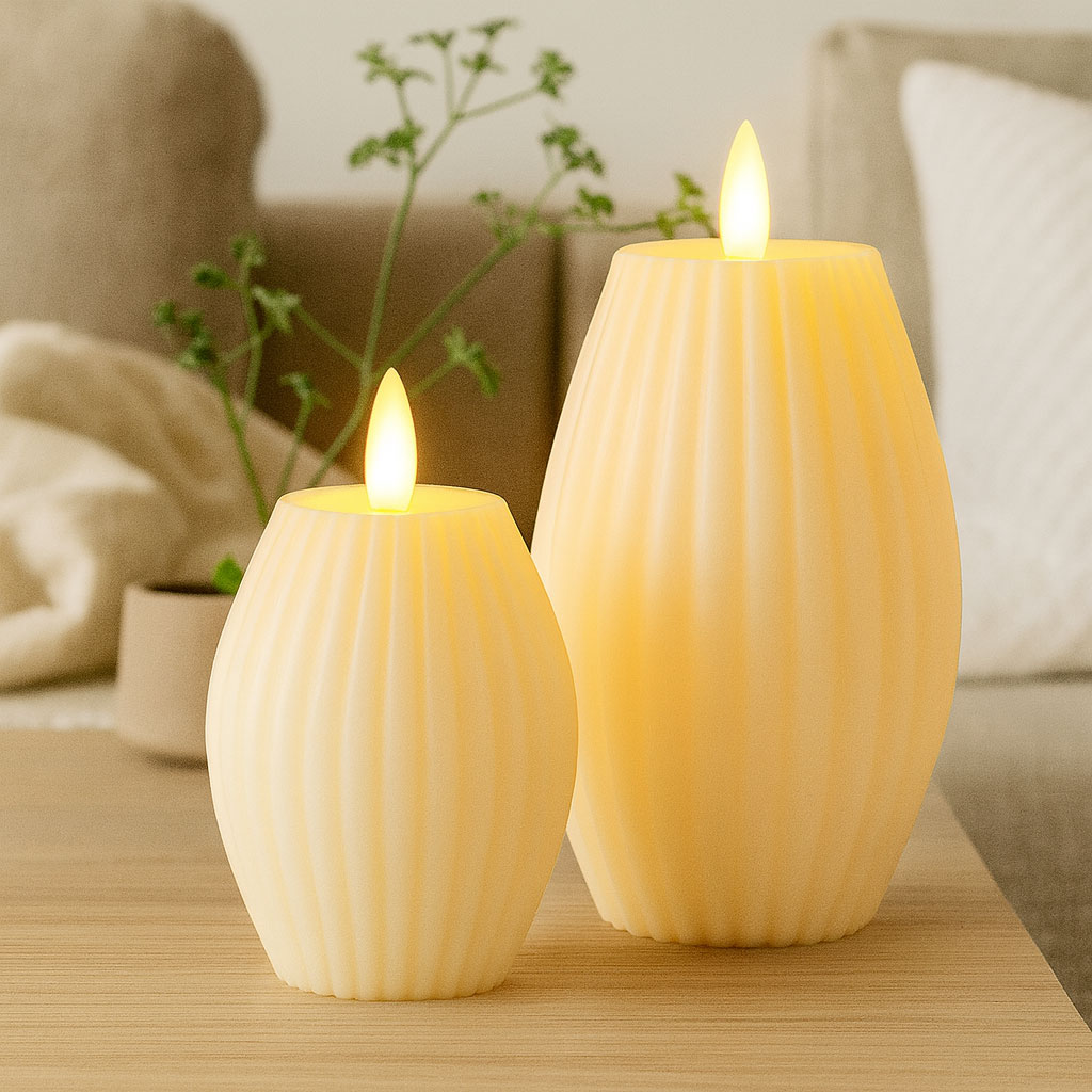 Rillelys Creme LED  Ø7,5cm x 10cm - Image 3