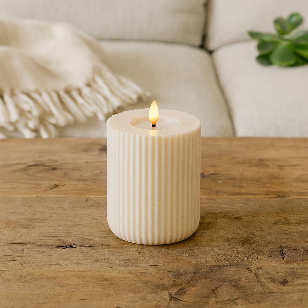 Stribe Rillelys Creme LED  Ø8cm x 10 cm