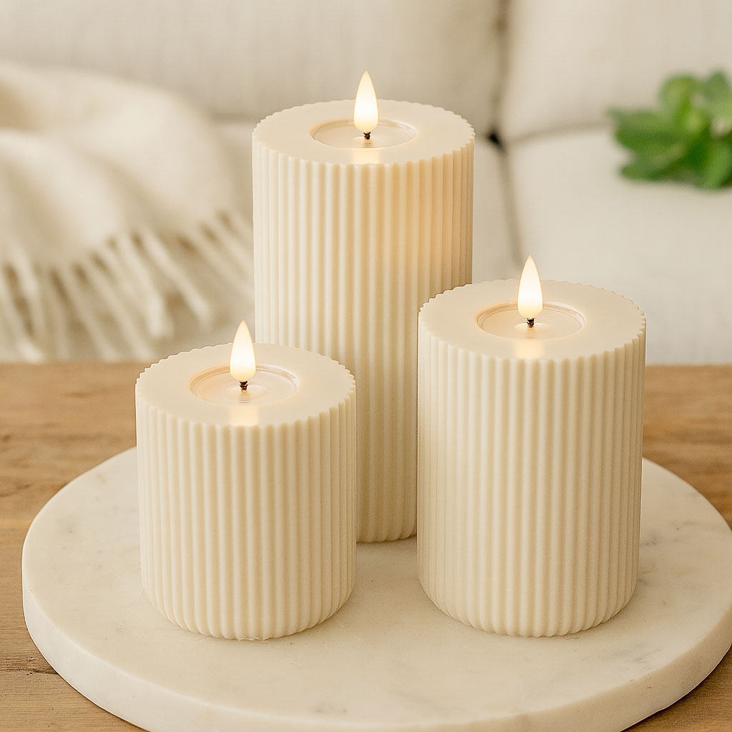 Stribe Rillelys Creme LED  Ø8cm x 10 cm - Image 3