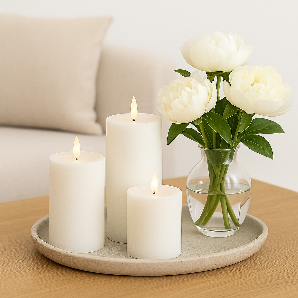 Bloklys Hvid Unique Ø7,5cm x 10cm - Image 3