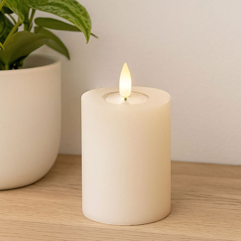 Almindelige LED Bloklys Ø7.5 cm Creme - Image 2