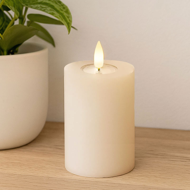 Almindelige LED Bloklys Ø7.5 cm Creme - Image 3