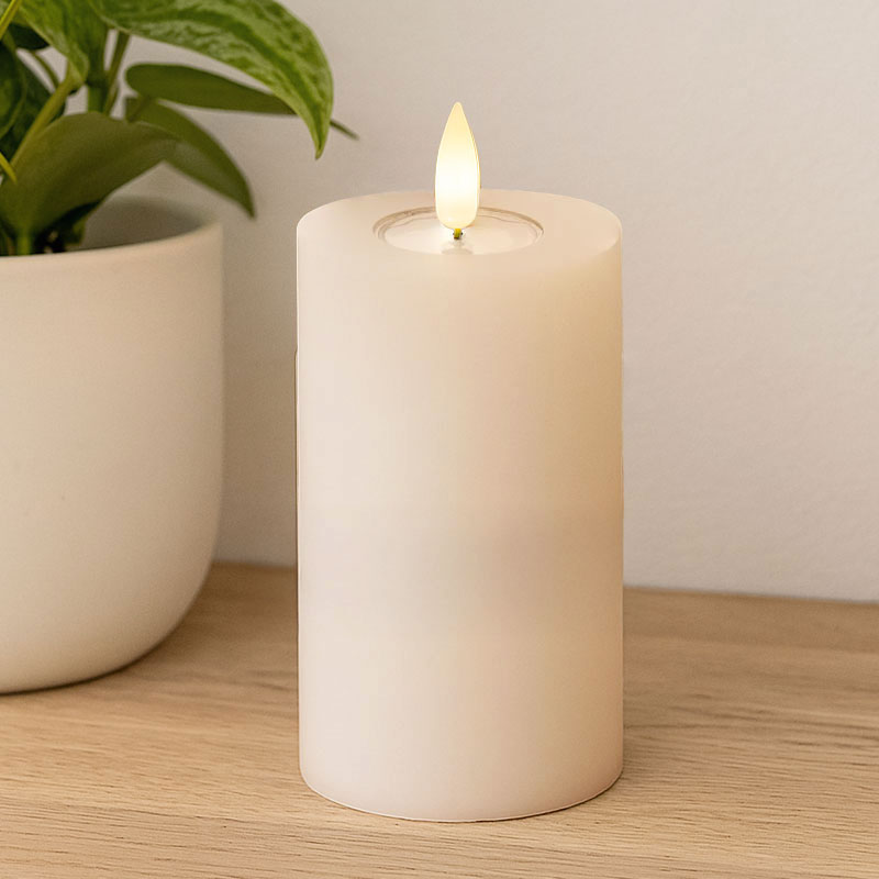 Almindelige LED Bloklys Ø7.5 cm Creme - Image 4