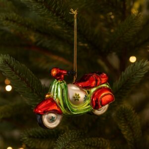 Motorscooter glas-juleophæng – farverig 11×8×4 cm