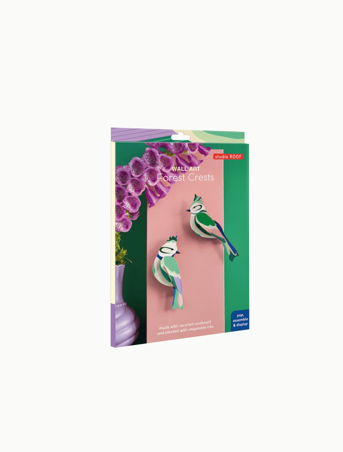 Garden Birds Forest Crests vægdekoration – 2 stk. grønne fugle i 3D fra Studio Roof - Image 3